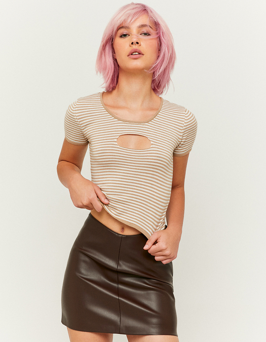 TALLY WEiJL, Brązowa spódnica Mini z eko skóry for Women