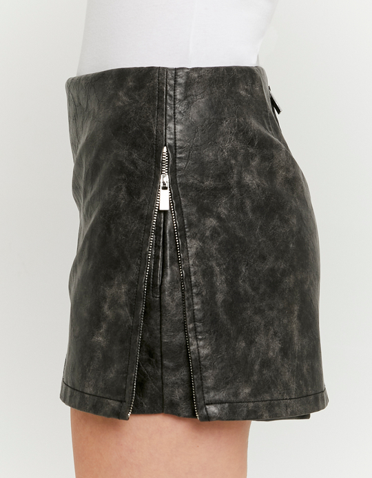 TALLY WEiJL, Black Fake Leather Mini Skirt for Women