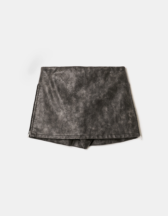 TALLY WEiJL, Black Fake Leather Mini Skirt for Women