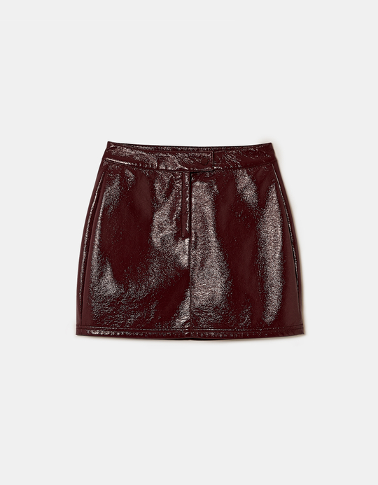 TALLY WEiJL, Burgundy High Waist Vinyl Skirt for Women