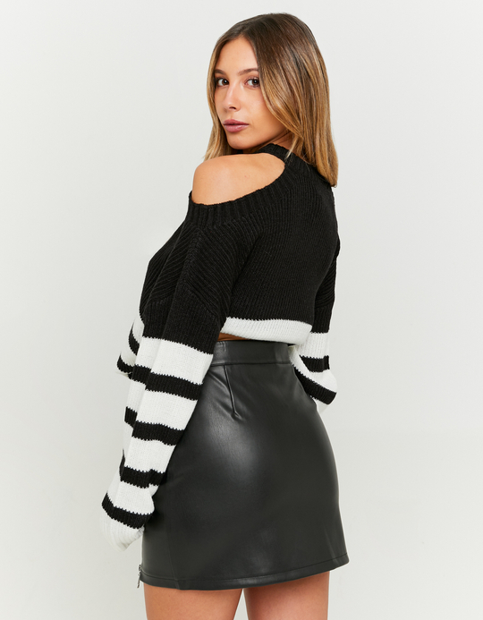 TALLY WEiJL, Black Faux Leather Zipped Mini Skirt for Women