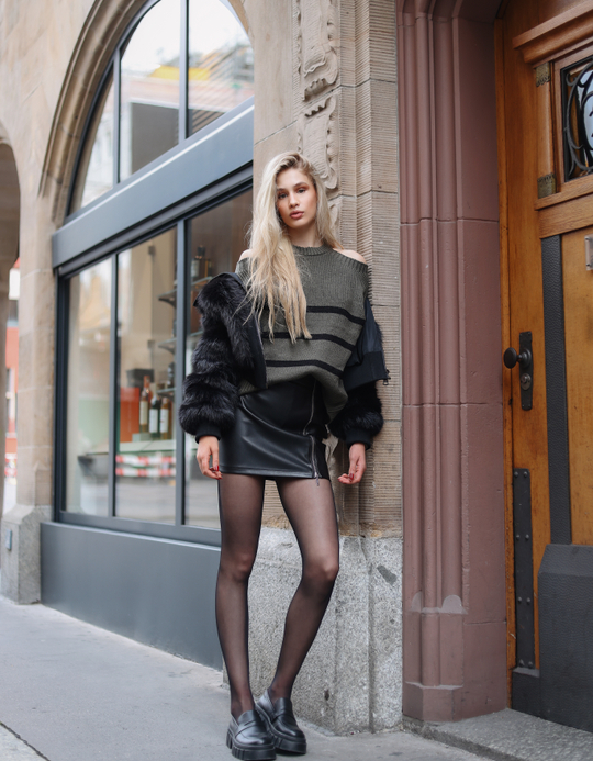 TALLY WEiJL, Black Faux Leather Zipped Mini Skirt for Women