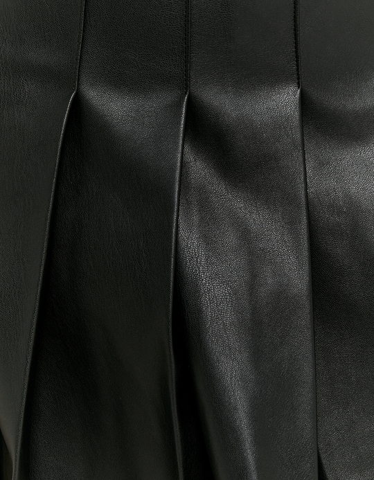 TALLY WEiJL, Black Pleated Faux Leather Mini Skirt for Women