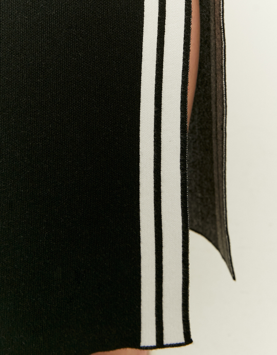 TALLY WEiJL, Black Long Knit Skirt with Varsity Details for Women