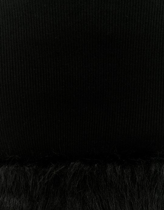 TALLY WEiJL, Black Knited Skirt with Fur Trim for Women