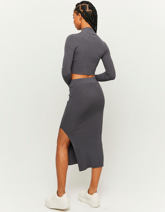 TALLY WEiJL, Jupe midi grise côtelée for Women