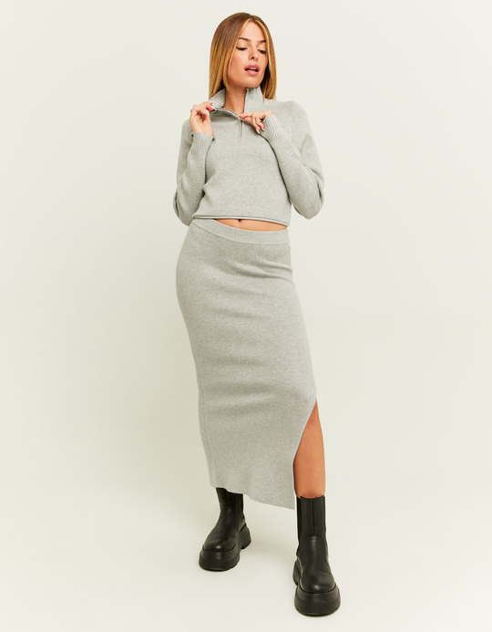 TALLY WEiJL, Grey Fitted Knit Skirt for Women