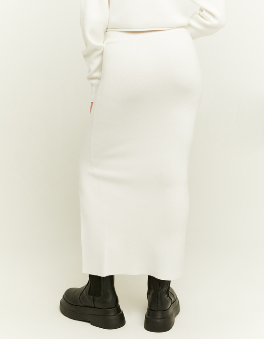 TALLY WEiJL, White Fitted Knit Skirt for Women