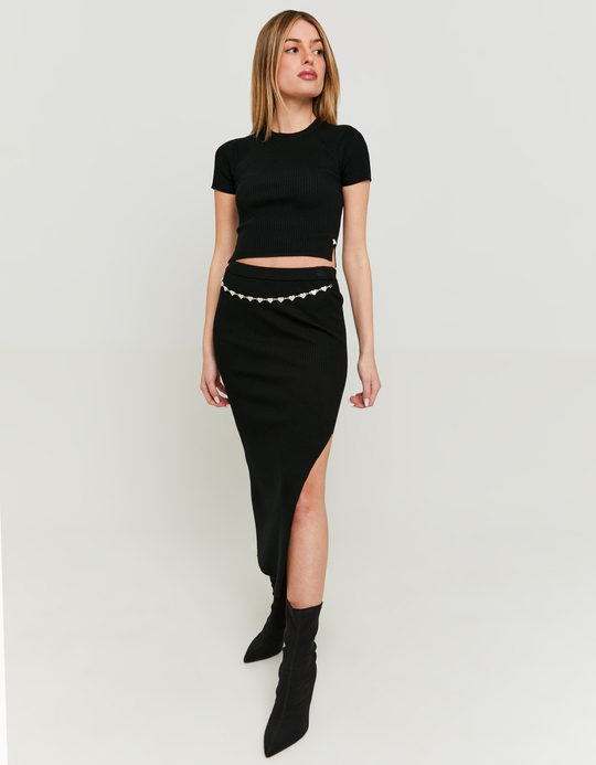 TALLY WEiJL, Black Knitted Maxi Skirt for Women