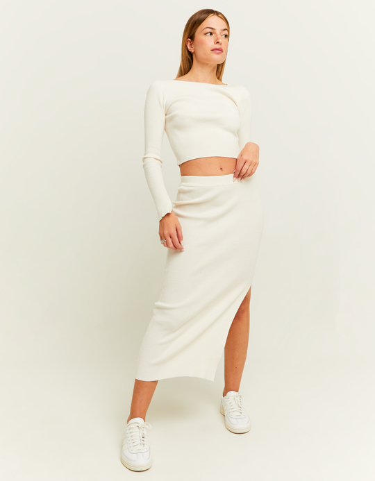 TALLY WEiJL, Jupe Midi Beige en Maille for Women
