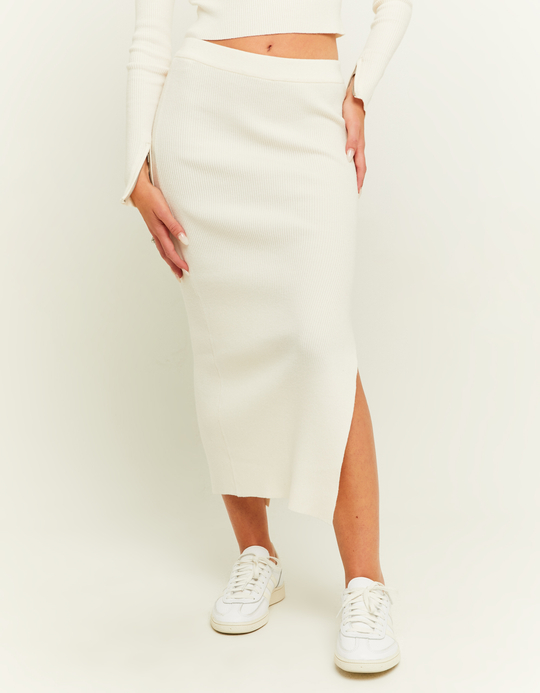 TALLY WEiJL, Jupe Midi Beige en Maille for Women
