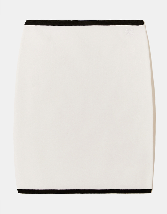 TALLY WEiJL, White Knitted Skirt with Contrast Trims for Women