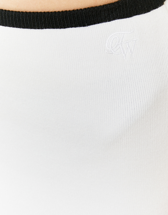TALLY WEiJL, White Knitted Skirt with Contrast Trims for Women