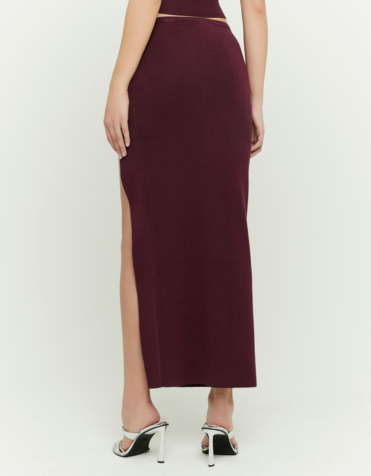 TALLY WEiJL, Burgundy Long Skirt with Slit for Women