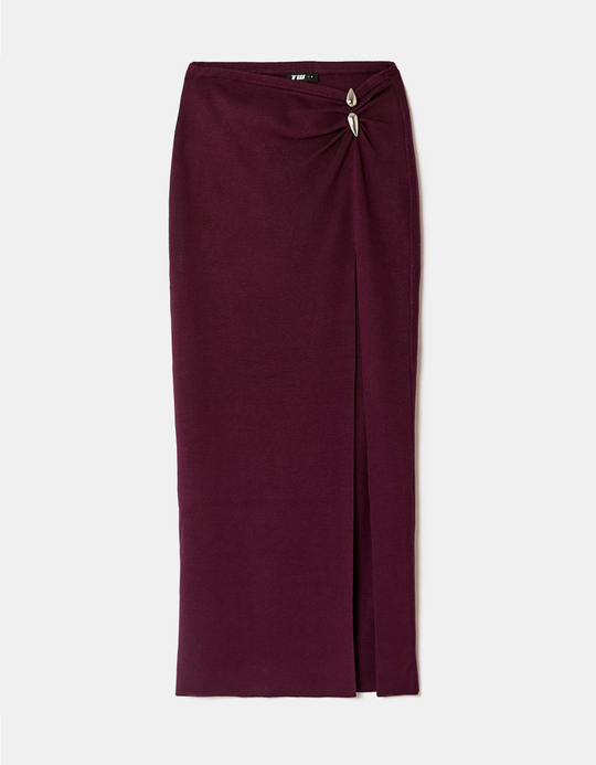 TALLY WEiJL, Burgundy Long Skirt with Slit for Women