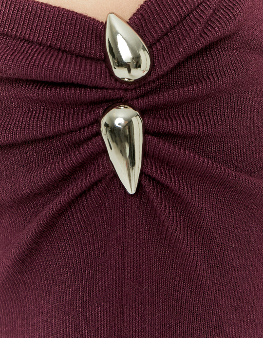 TALLY WEiJL, Burgundy Long Skirt with Slit for Women