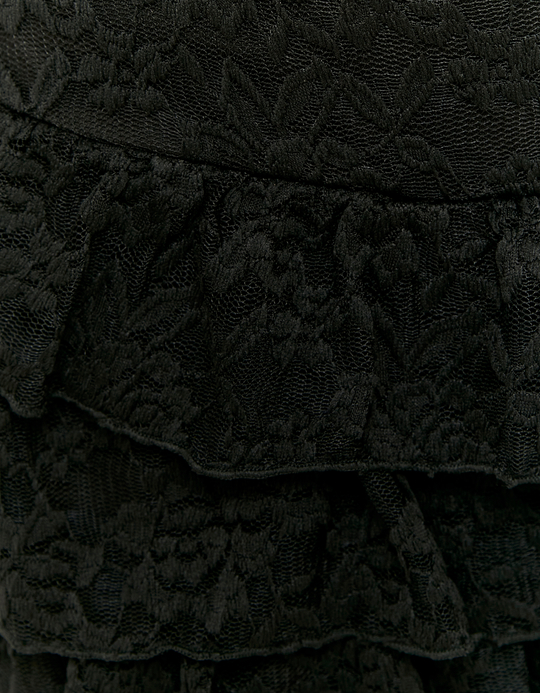 TALLY WEiJL, Black Mini Skort with Lace Ruffles for Women