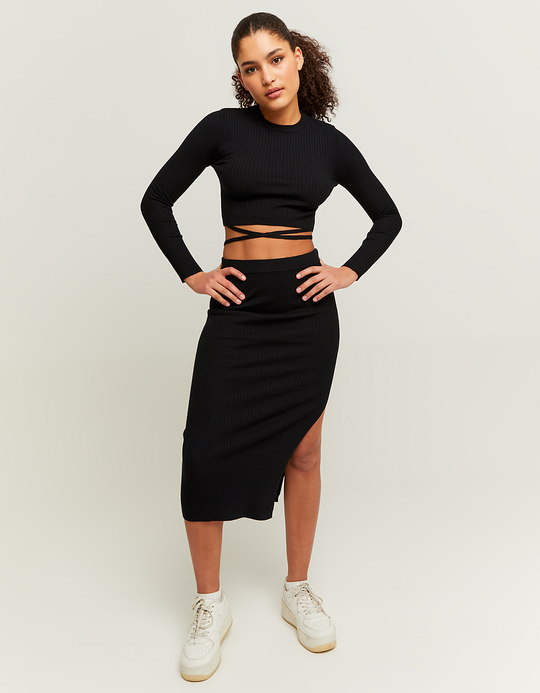 TALLY WEiJL, Gonna Midi Nera con Spacco for Women