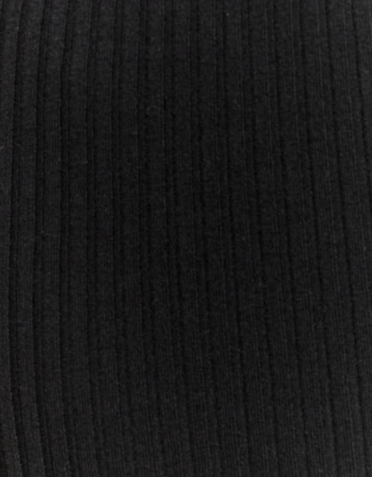 TALLY WEiJL, Black Ribbed Midi Skirt with Slit for Women