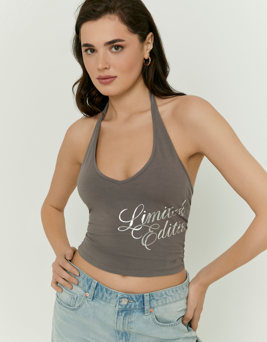 TALLY WEiJL, Top Gris Imprimé Dos Nu for Women