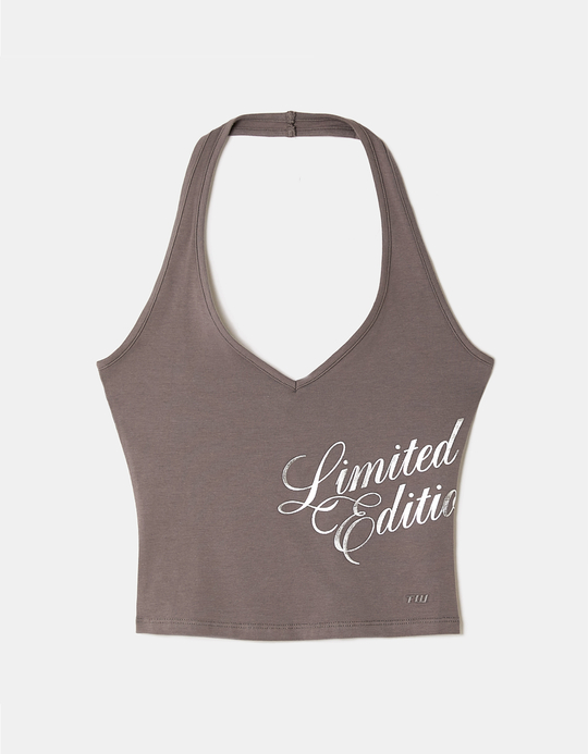 TALLY WEiJL, Grey Printed Halter Top for Women