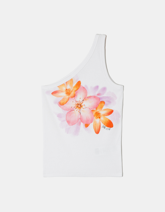 TALLY WEiJL, One Shoulder White Floral Top for Women
