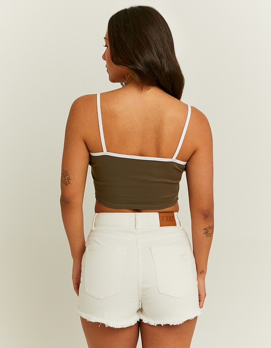 TALLY WEiJL, Green Cropped Printed Tank Top for Women
