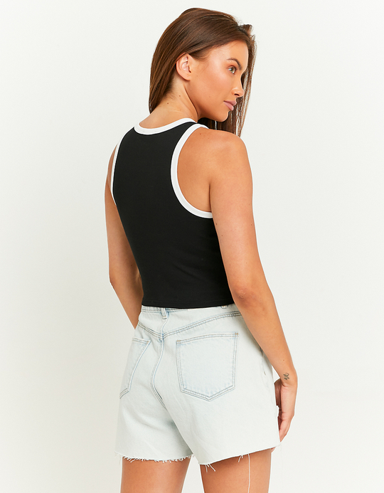 TALLY WEiJL, Black Printed Cropped Tank Top for Women