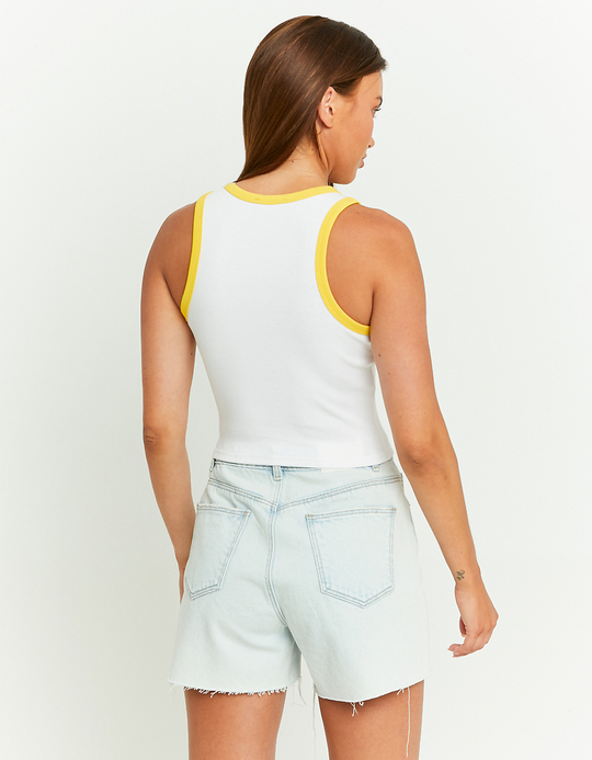 TALLY WEiJL, White Printed Cropped Tank Top for Women