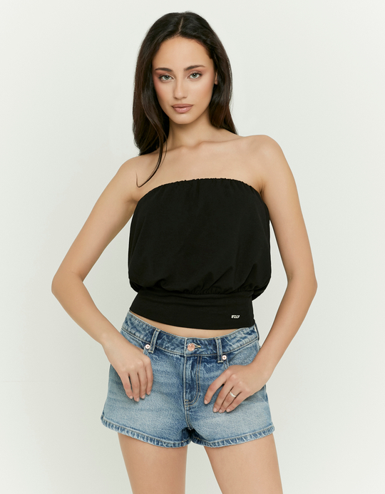 TALLY WEiJL, Black Cropped Bandeau Top for Women
