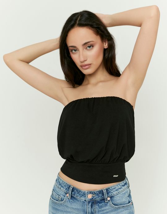 TALLY WEiJL, Black Cropped Bandeau Top for Women