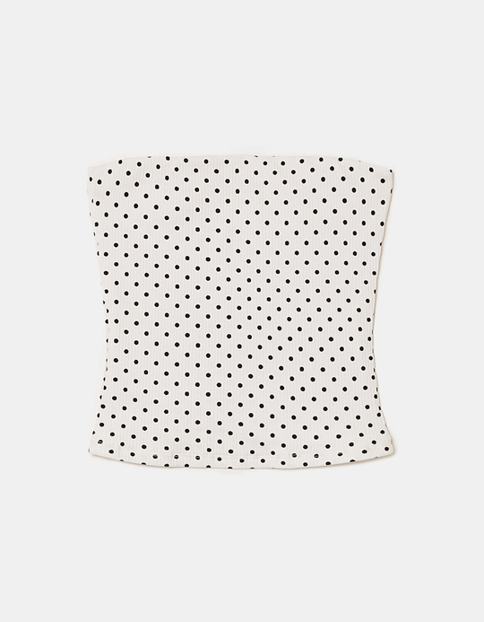 TALLY WEiJL, White Polka Dots Bandeau Top for Women
