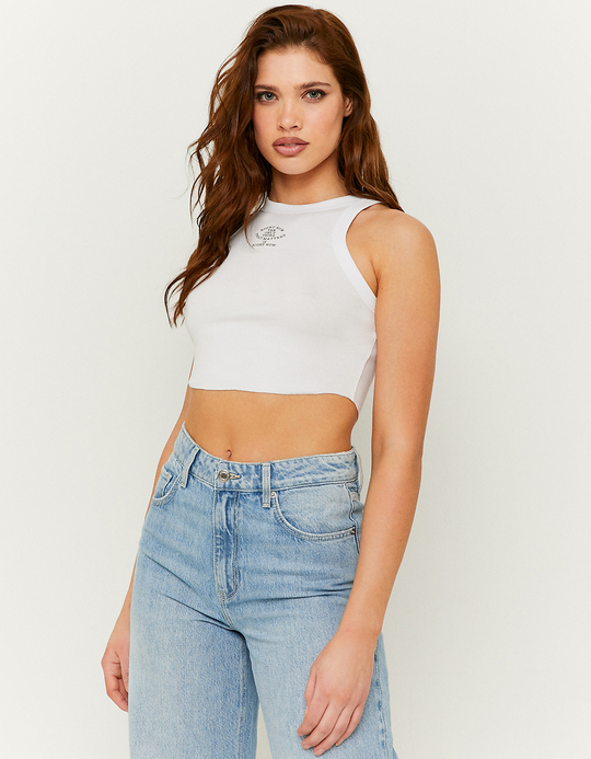 TALLY WEiJL, Λευκό εμπριμέ Crop Top for Women