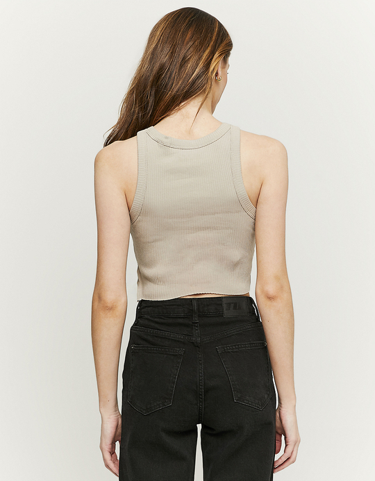 TALLY WEiJL, Μπεζ Ribbed Basic Crop Top for Women