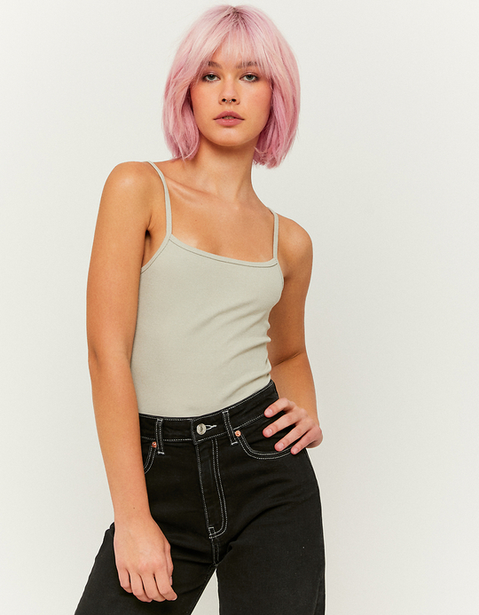 TALLY WEiJL, Beige Basic Cropped Top for Women