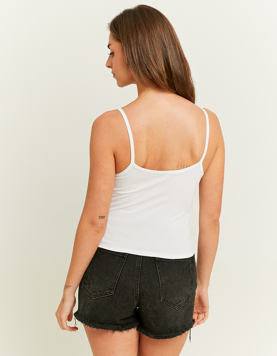TALLY WEiJL, White Printed Tank Top with Bows for Women