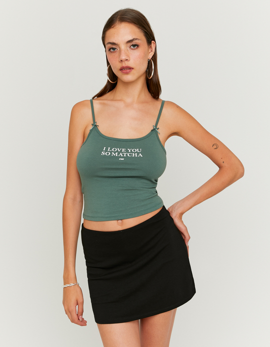 TALLY WEiJL, Green Printed Tank Top for Women