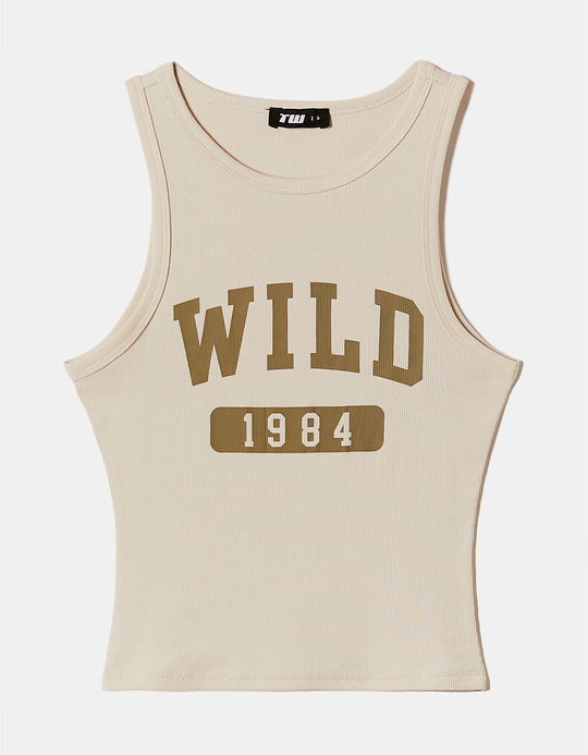 TALLY WEiJL, Beige Cropped Printed Tank Top for Women