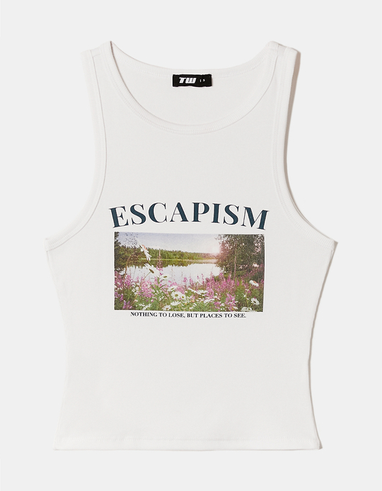 TALLY WEiJL, White Cropped Printed Tank Top for Women