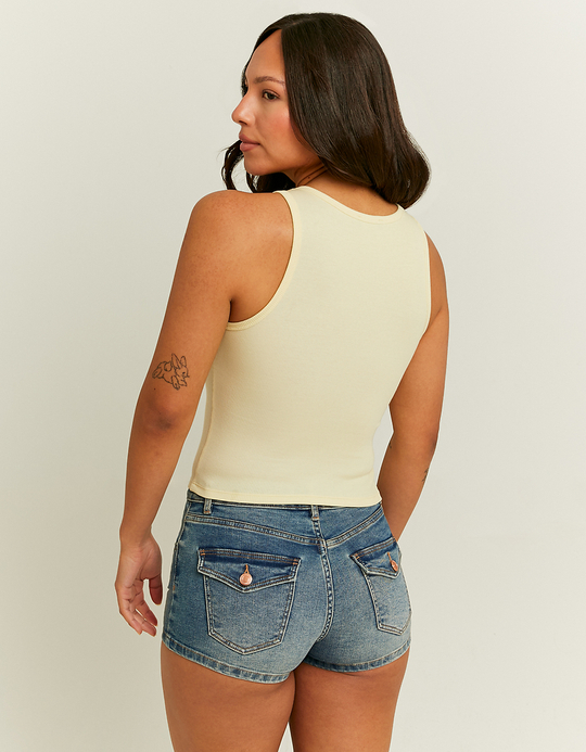 TALLY WEiJL, Yellow Cropped Printed Tank Top for Women