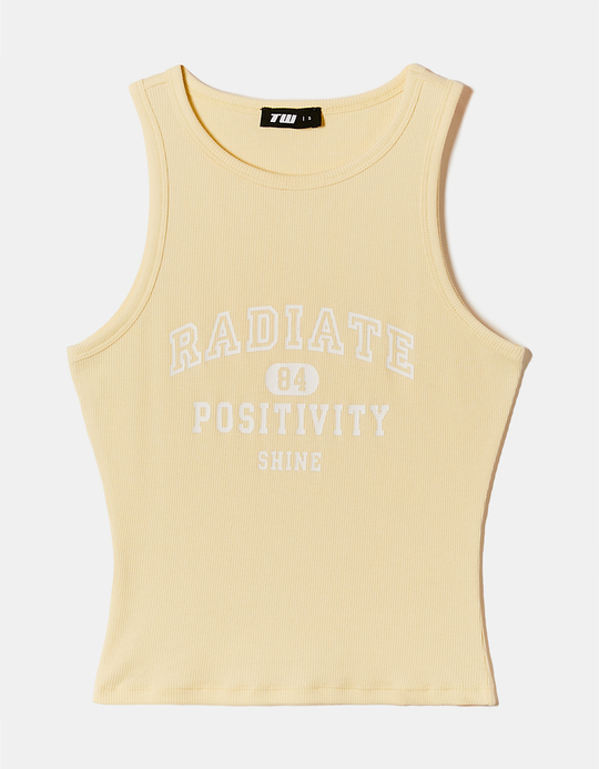 TALLY WEiJL, Yellow Cropped Printed Tank Top for Women