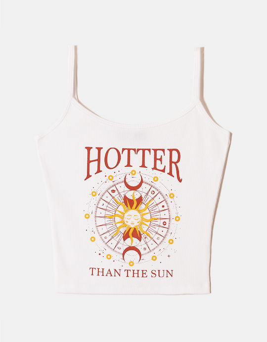 TALLY WEiJL, Weisses kurzes Tank Top mit Print for Women
