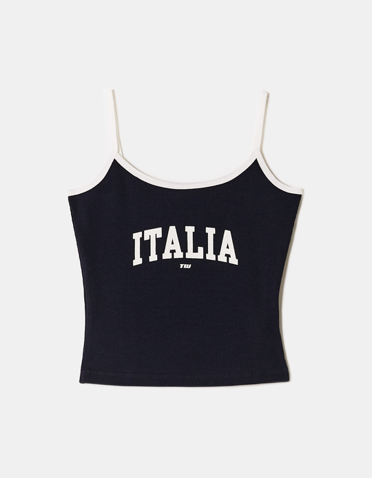 TALLY WEiJL, Crop Top Blu Con Stampa for Women