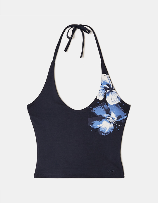 TALLY WEiJL, Blue Printed Halter Top for Women