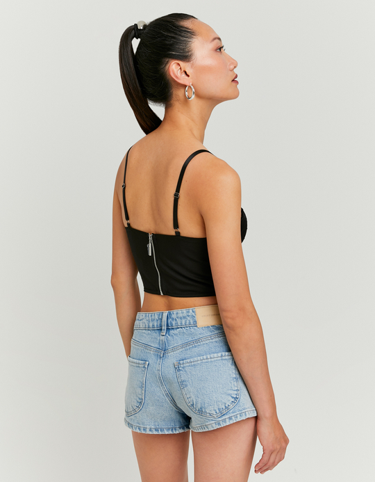 TALLY WEiJL, Top Corset Noir en Dentelle for Women