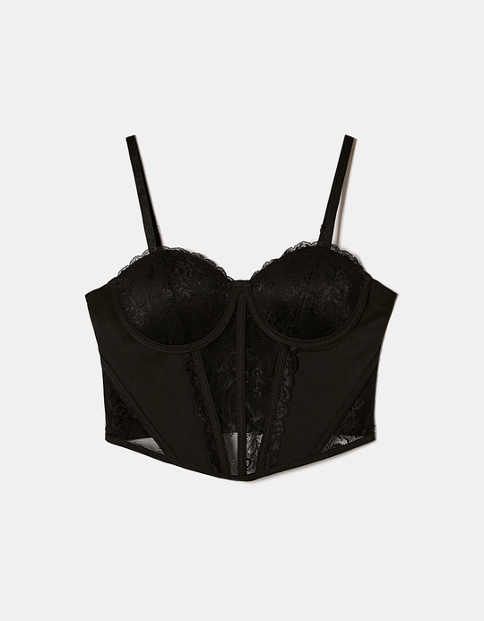 TALLY WEiJL, Top Corset Noir en Dentelle for Women