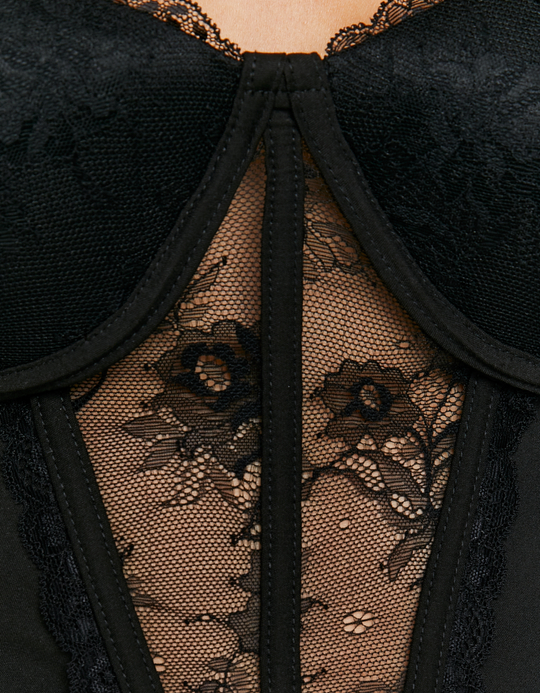 TALLY WEiJL, Top Corset Noir en Dentelle for Women