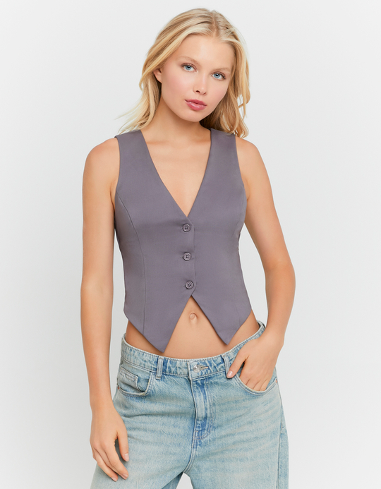 TALLY WEiJL, Grey Buttoned Top for Women