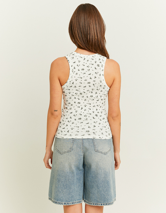 TALLY WEiJL, White Floral Basic Tank Top for Women