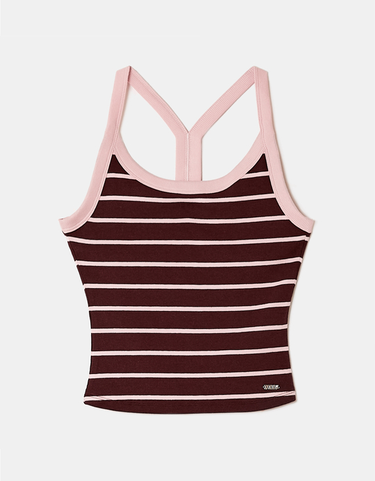 TALLY WEiJL, Crop Top Bordeaux Rayé for Women